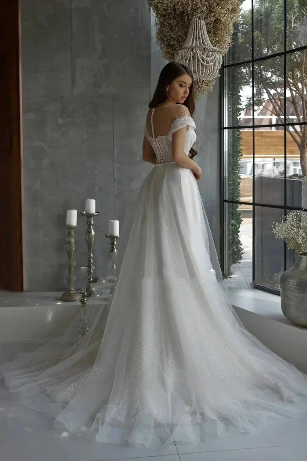 Luxurious Elegant Lace Beading Off Shoulder Mermaid Fluffy Mopping Floor Wedding Dresses New 2023 Fairy Appliques Bridal Gown by payinti