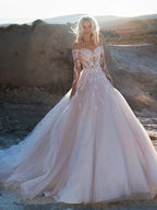 Luxury Lace Long Sleeves Wedding Dresses Sexy Backless Vestidos De Novia Appliques Vestido De Noiva by payinti