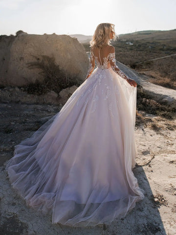 Luxury Lace Long Sleeves Wedding Dresses Sexy Backless Vestidos De Novia Appliques Vestido De Noiva