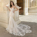 Luxury Mermaid Wedding Dress For Women Lace Appliques V-neck Spaghetti Straps Vestido De Novia Backless Bridal Gown Court Train by payinti