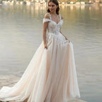 Luxury Off Shoulder Sleeveless Sexy Lace Mopping Beautiful Wedding Dresses Boho Backless Charming Simple Bridal Gowns New 2023 by payinti