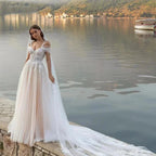 Luxury Off Shoulder Sleeveless Sexy Lace Mopping Beautiful Wedding Dresses Boho Backless Charming Simple Bridal Gowns New 2023 by payinti