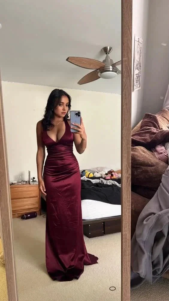 Sexy Deep V Neck Sheath Evening Dress Y5762 by simplepromdress
