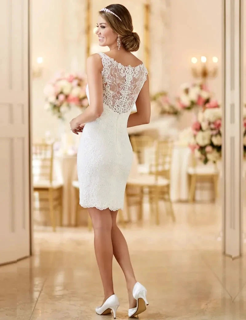 MANRAY Beach Wedding Dress With Detachable Skirt See Through Back Bridal Gowns Lace Appliques Sleeveless Vestidos De Mariee by payinti