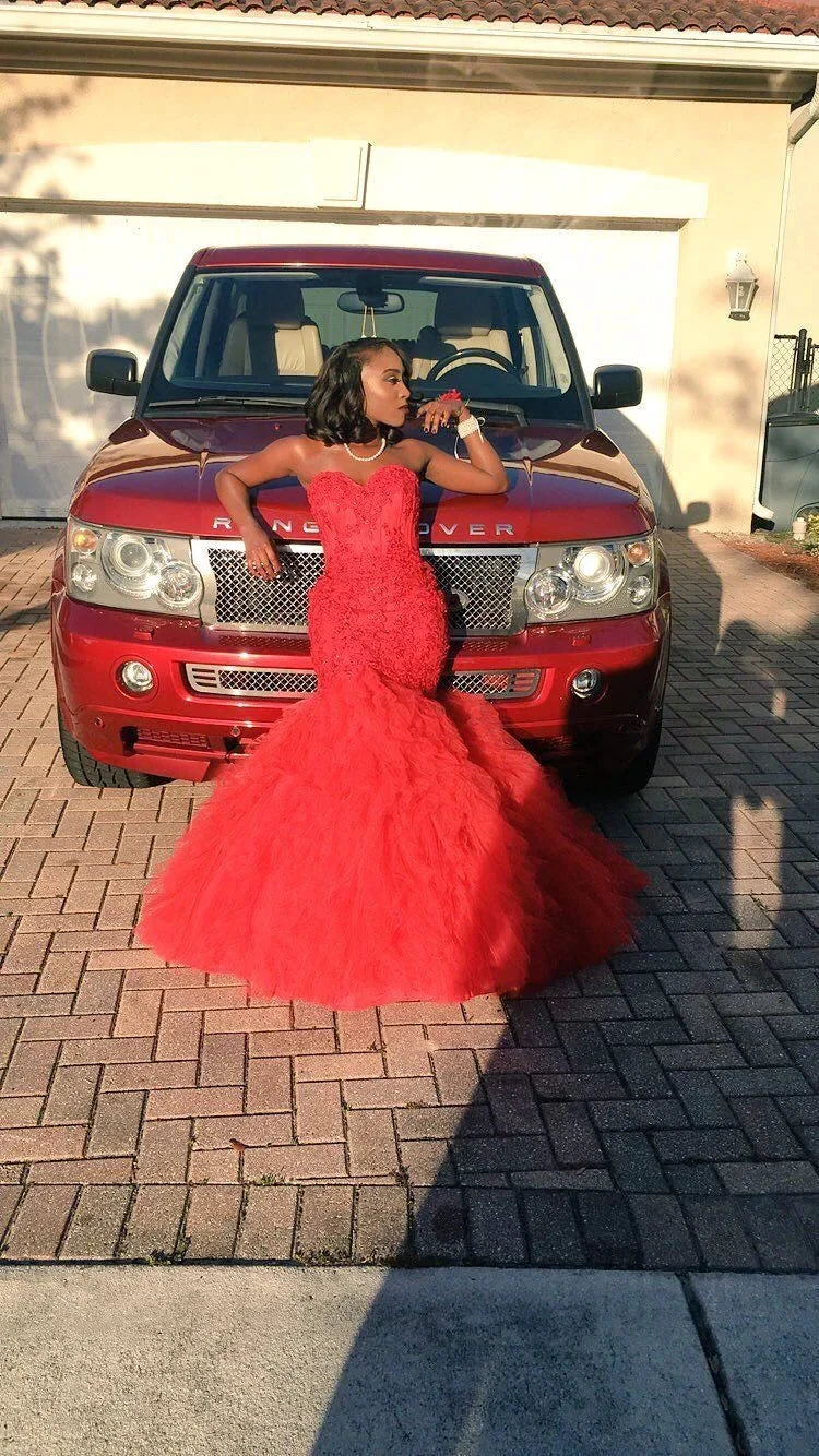 Red Sweetheart Neckline Mermaid Prom Dress Red Evening Dress Y5696 by simplepromdress