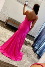 Sunnderly Addilynn| Mermaid Scoop Neck Satin Prom Dress with Slit by KissProm