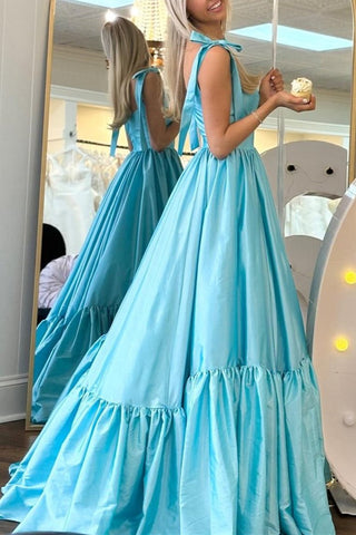 Kamilah| Red Sweetheart Bow Strap A-Line Long Prom Dress