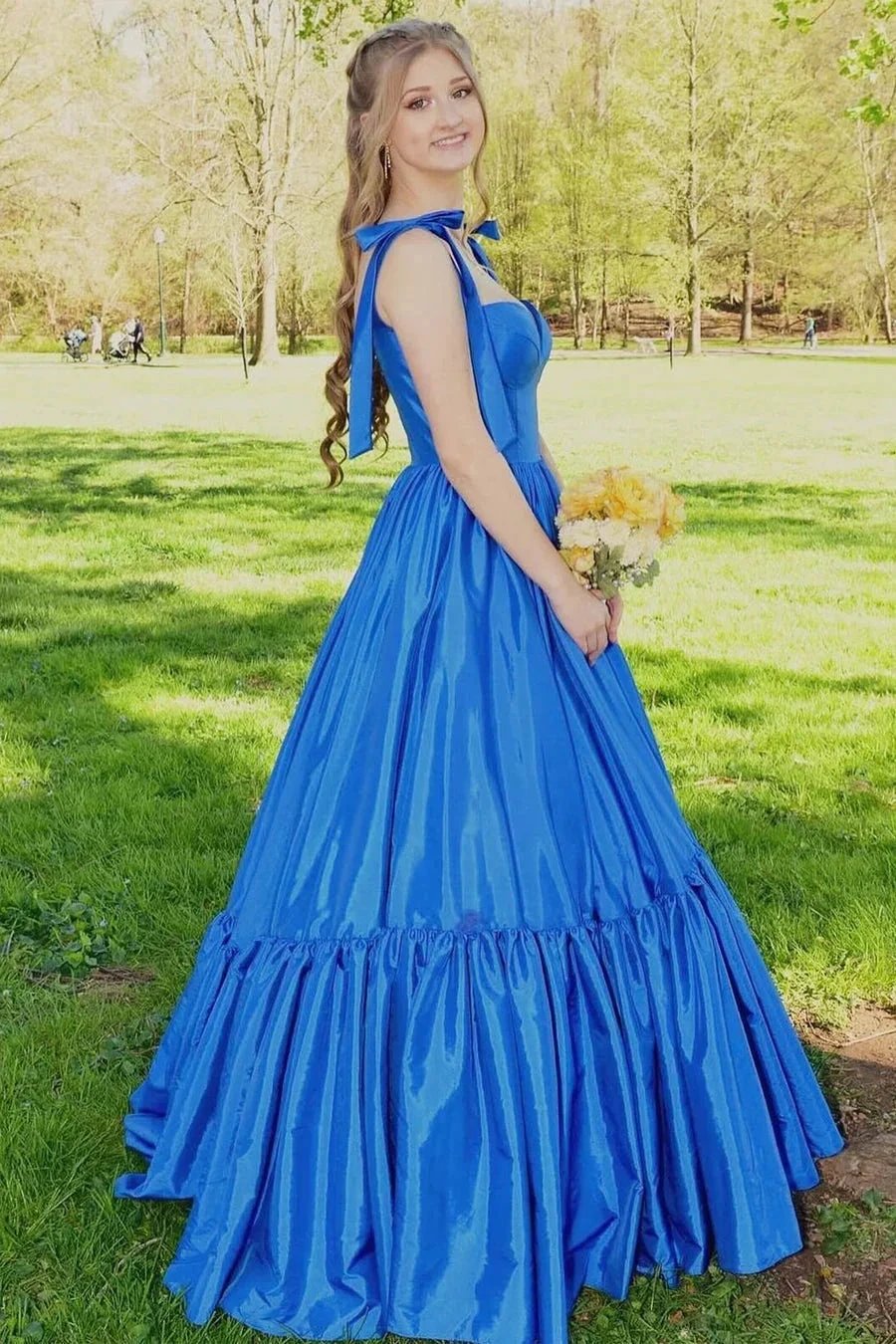 Kamilah| Red Sweetheart Bow Strap A-Line Long Prom Dress by KissProm