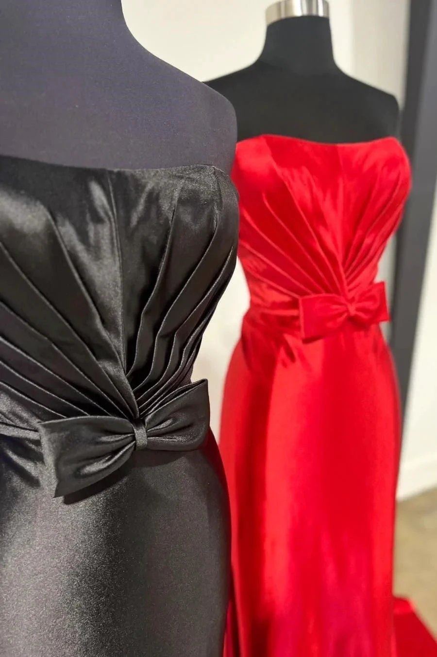 Penny | Red Strapless Bow Mermaid Long Prom Dress by KissProm