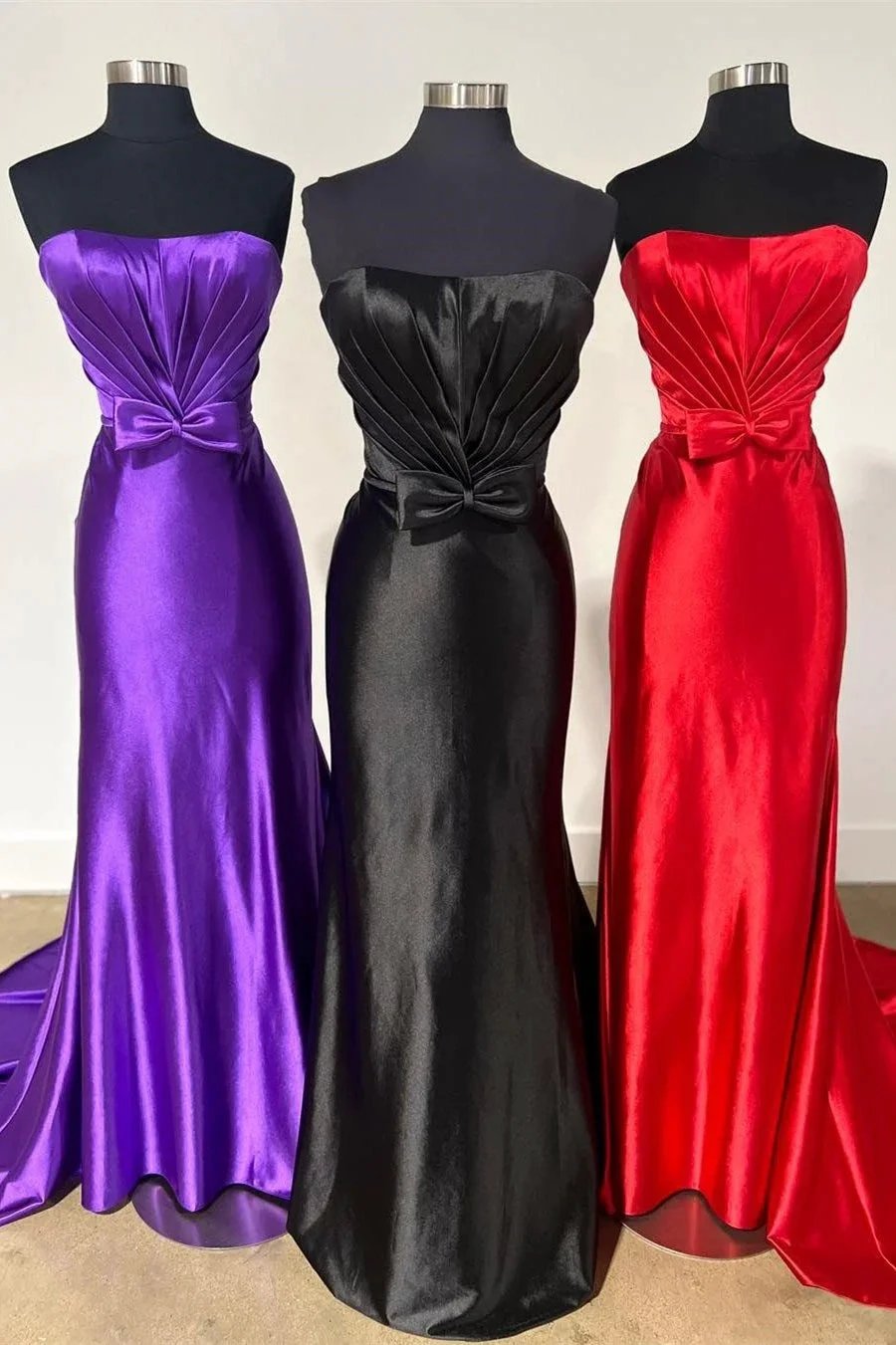 Penny | Red Strapless Bow Mermaid Long Prom Dress by KissProm