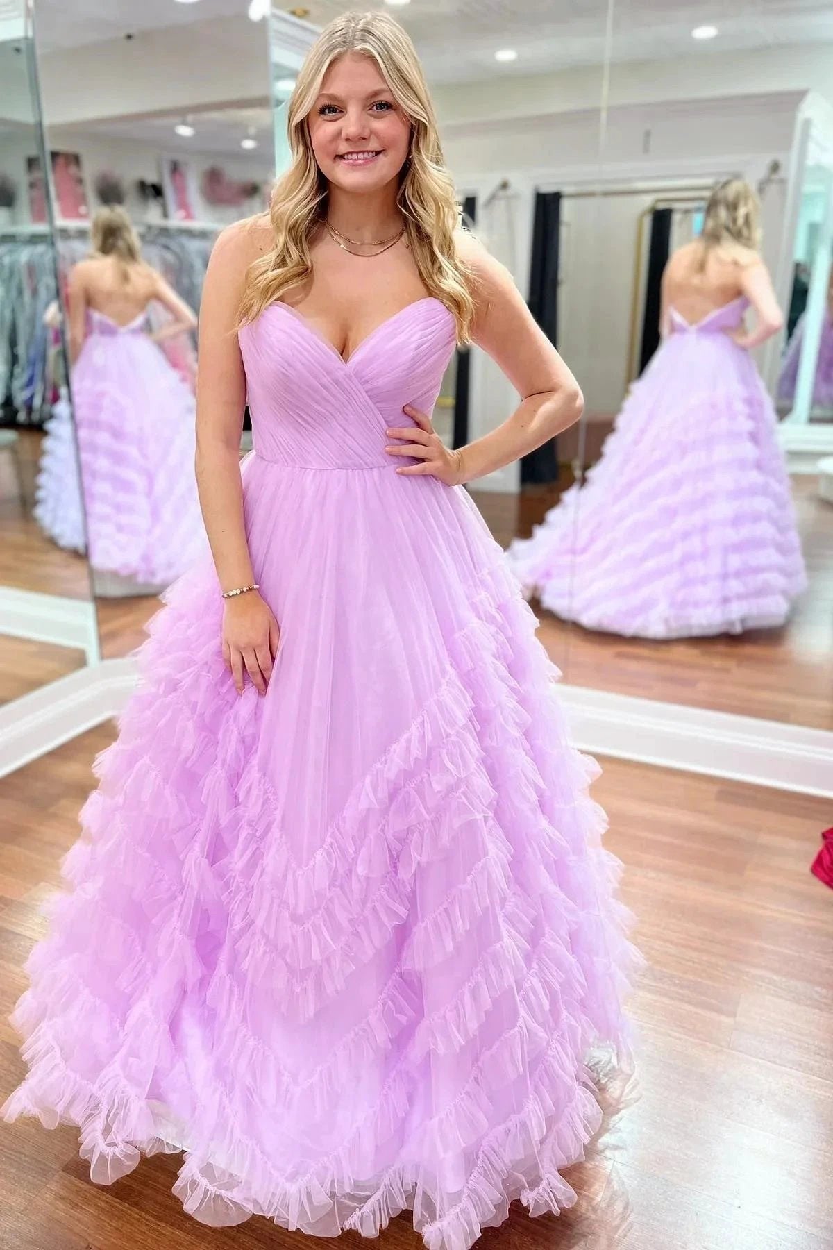 Light Blue Strapless Ruffle Long Prom Dress by Kissprom