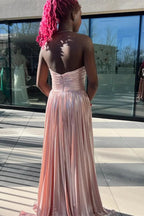 Oakley | Green Metallic Strapless Pleated A-Line Long Prom Dresses by KissProm