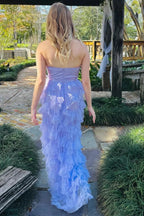 Lavender Sweetheart Bow Belt Ruffle Maxi Dress by Kissprom