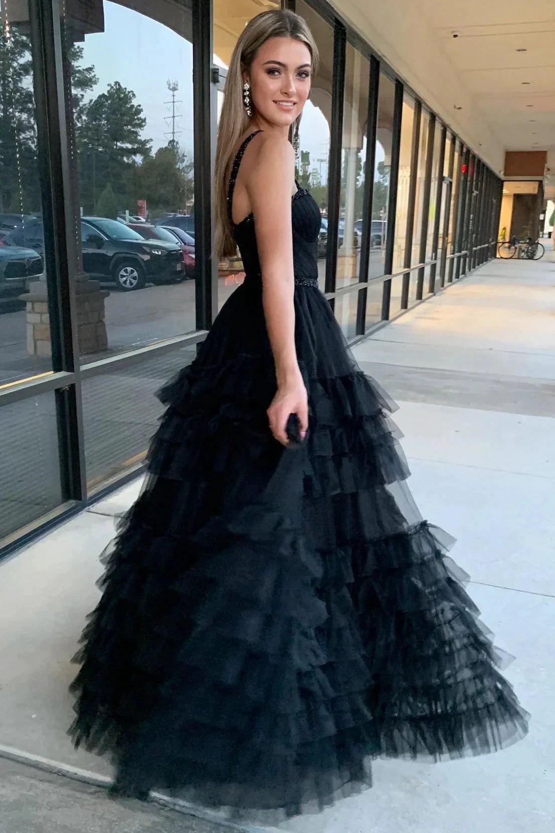 Tiered Ruffle Sweetheart Beaded Long Prom Dress by KissProm