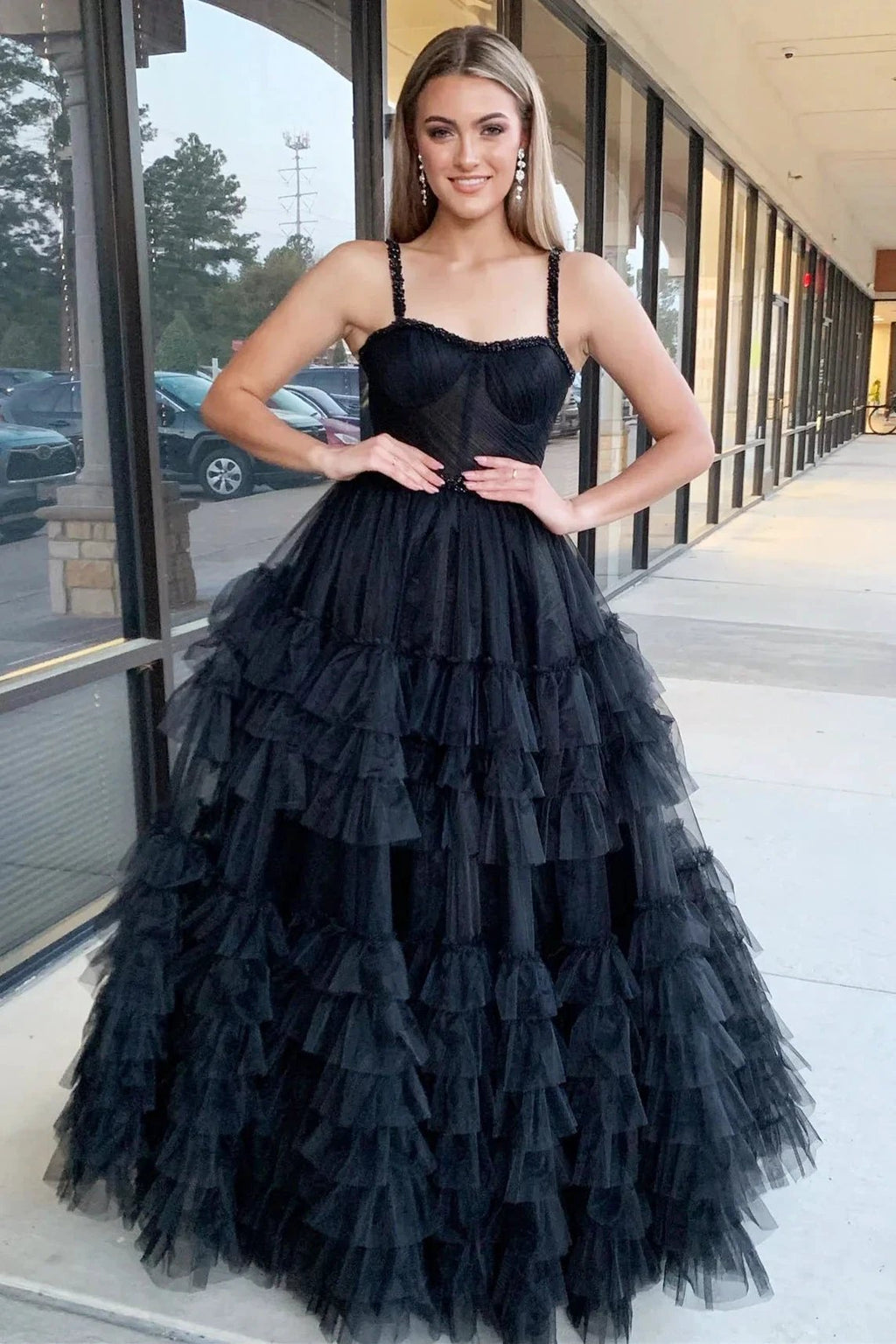 Tiered Ruffle Sweetheart Beaded Long Prom Dress by KissProm