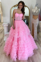 Tiered Ruffle Sweetheart Beaded Long Prom Dress by KissProm
