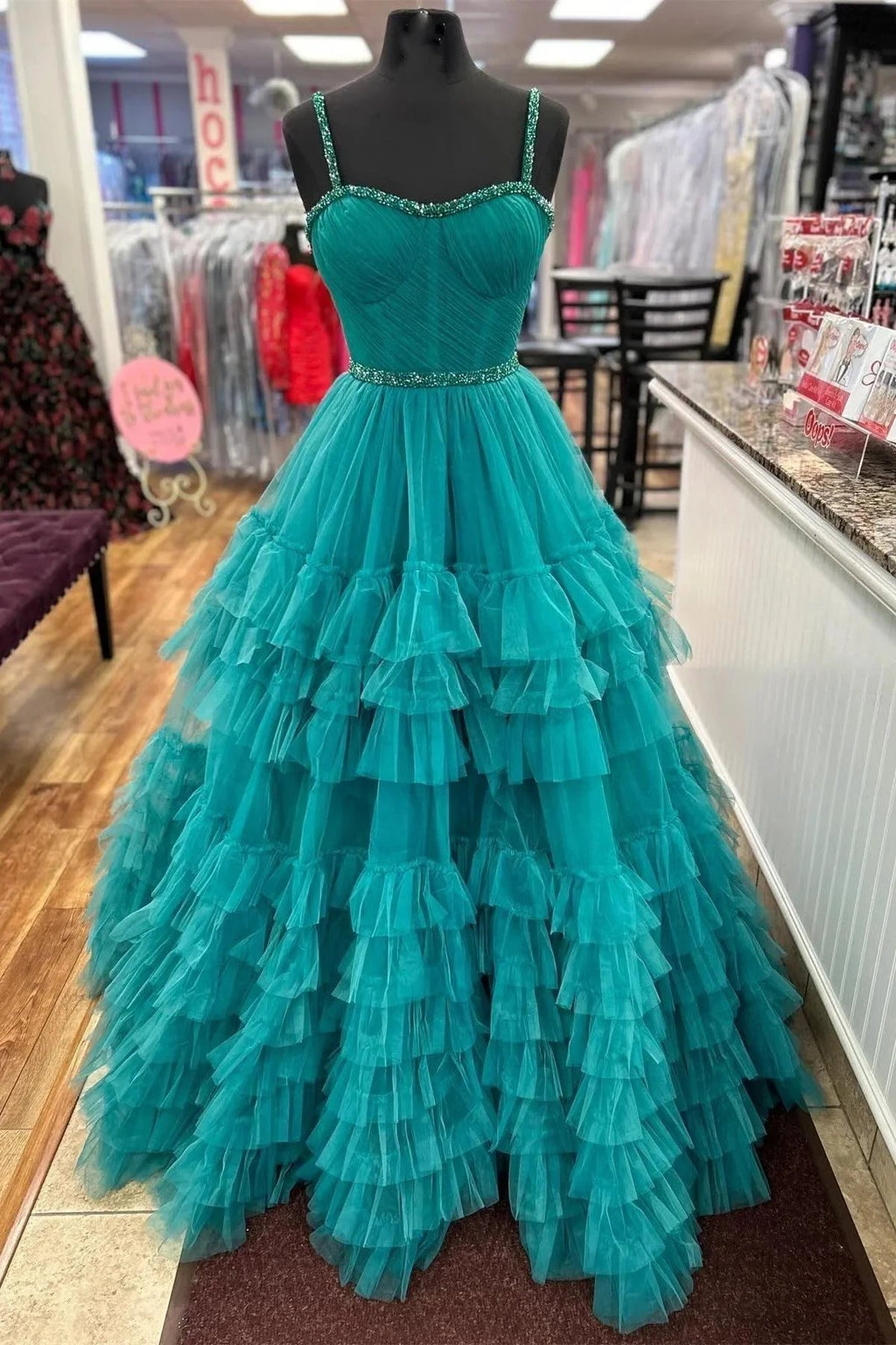 Tiered Ruffle Sweetheart Beaded Long Prom Dress by KissProm