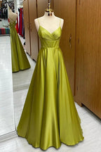 Olive Green Corset Lace-Up A-Line Long Formal Dress by KissProm