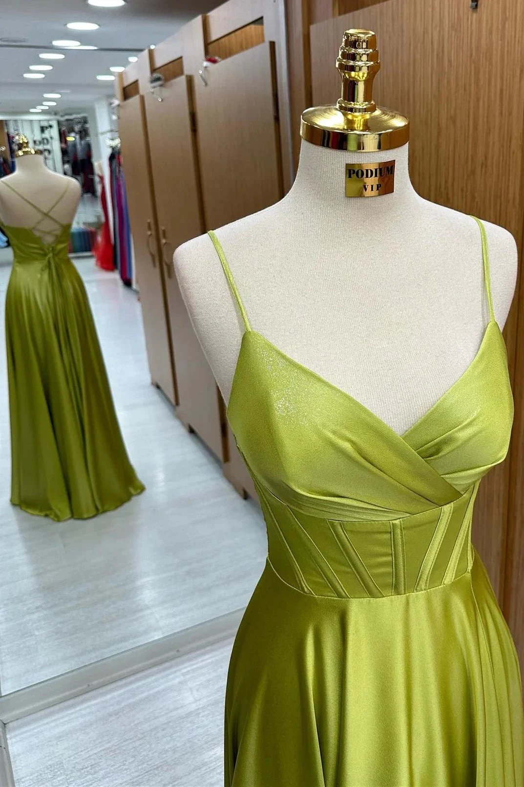 Olive Green Corset Lace-Up A-Line Long Formal Dress by KissProm