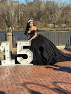 Black Off The Shoulder Ball Gown, Sweet 15 Dress Y5749 by simplepromdress