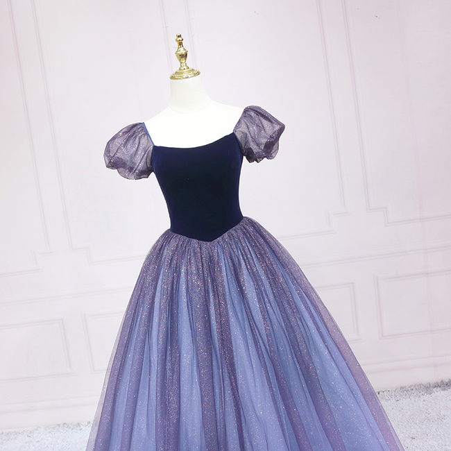 Starry Sky Blue Princess Evening Dress A-line Evening Dress s03 Main Image