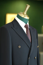 Double-Breasted Navy Pinstripe Wool Suit | Tailored Formal Groom & Business Suit by 男装