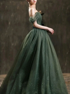 Simple green tulle long prom dress, green tulle evening dress Y1554 by simplepromdress