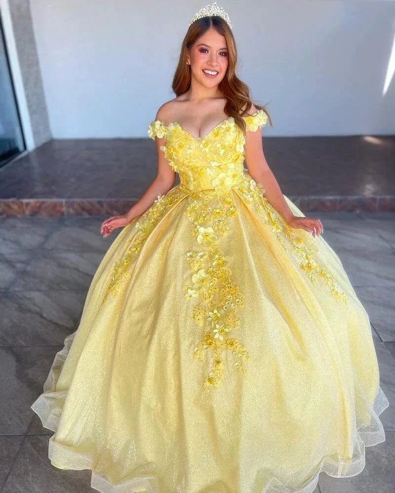 Bling Sequin Sweet 16 Quinceanera Dresses with 3D Applique,New Arrival Ball Gown Y1228 by simplepromdress