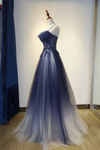 Elegant Gradient Tulle Straps Long Evening Dress, A-Line Tulle Prom Dresses Y1807 by simplepromdress