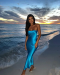 Simple Strapless Blue Sheath Prom Dress Evening Dress Y8188 by simplepromdress