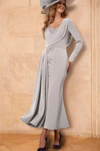 Sheath/Column Long Sleeveless Ankle-Length Mother of the Bride Dresses by Dreamylily