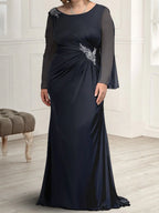 Sheath/Column Round Neck Mother of the Bride Dresses with Rhinestones by Dreamylily
