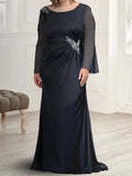 Sheath/Column Round Neck Mother of the Bride Dresses with Rhinestones by Dreamylily