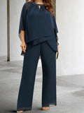 Chiffon Mother of the Bride Pantsuits with Sequins by Dreamylily