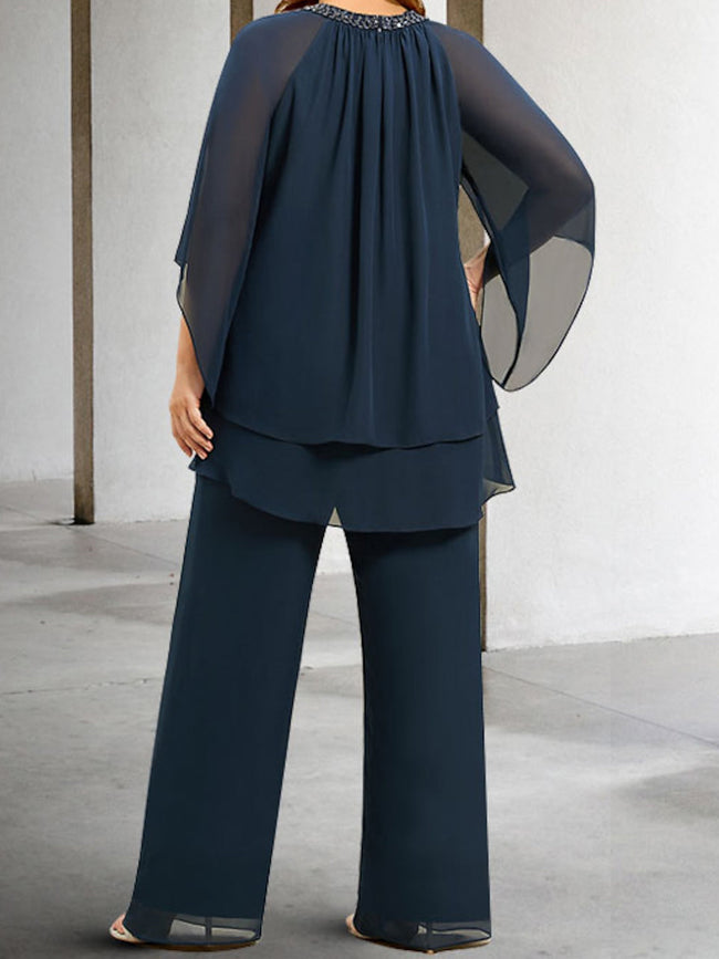 Chiffon Mother of the Bride Pantsuits with Sequins Main Image