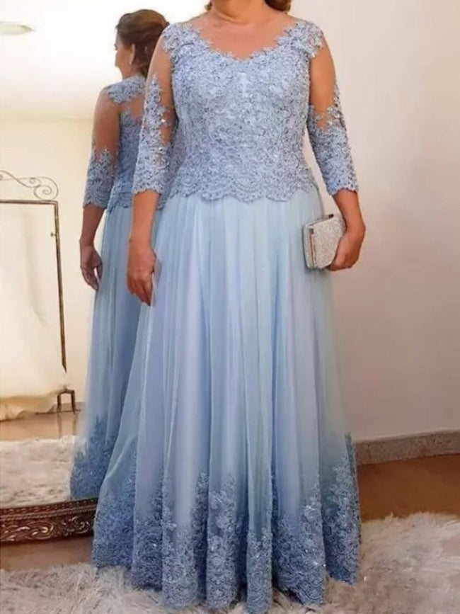 A-Line/Princess Tulle Mother of the Bride Dresses with Applique Hover Image