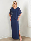 Sheath/Column V-Neck Mother of the Bride Dresses with Beading & Split Side by Dreamylily