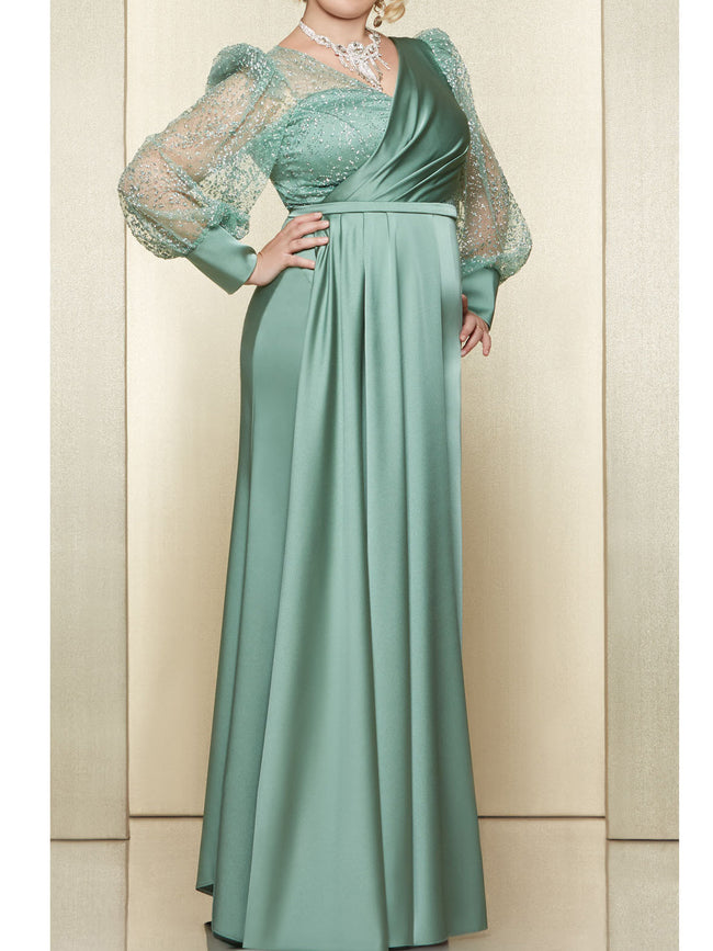 A-Line/Princess V-Neck Mother of the Bride Dresses with Sequins Hover Image