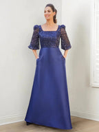 A-Line/Princess Square Neck Mother of the Bride Dresses with Sequins & Pockets by Dreamylily