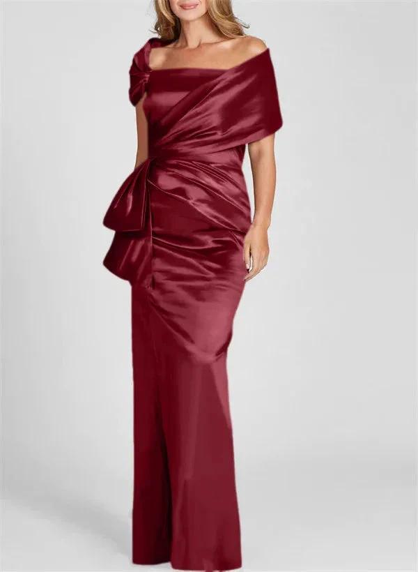Sheath/Column Off-the-Shoulder Floor-Length Mother of the Bride Dresses by Dreamylily