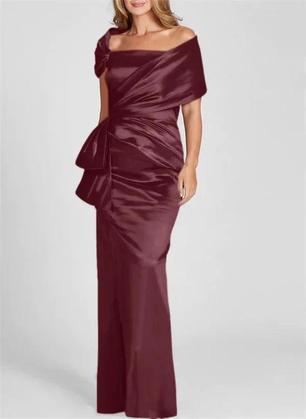 Sheath/Column Off-the-Shoulder Floor-Length Mother of the Bride Dresses by Dreamylily