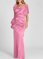 Sheath/Column Off-the-Shoulder Floor-Length Mother of the Bride Dresses by Dreamylily