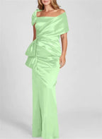 Sheath/Column Off-the-Shoulder Floor-Length Mother of the Bride Dresses by Dreamylily