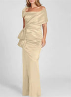 Sheath/Column Off-the-Shoulder Floor-Length Mother of the Bride Dresses by Dreamylily