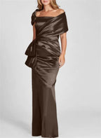 Sheath/Column Off-the-Shoulder Floor-Length Mother of the Bride Dresses by Dreamylily