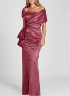 Sheath/Column Off-the-Shoulder Floor-Length Mother of the Bride Dresses by Dreamylily