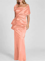 Sheath/Column Off-the-Shoulder Floor-Length Mother of the Bride Dresses by Dreamylily