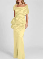 Sheath/Column Off-the-Shoulder Floor-Length Mother of the Bride Dresses by Dreamylily