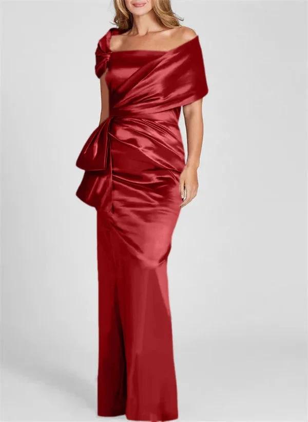 Sheath/Column Off-the-Shoulder Floor-Length Mother of the Bride Dresses by Dreamylily