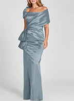 Sheath/Column Off-the-Shoulder Floor-Length Mother of the Bride Dresses by Dreamylily